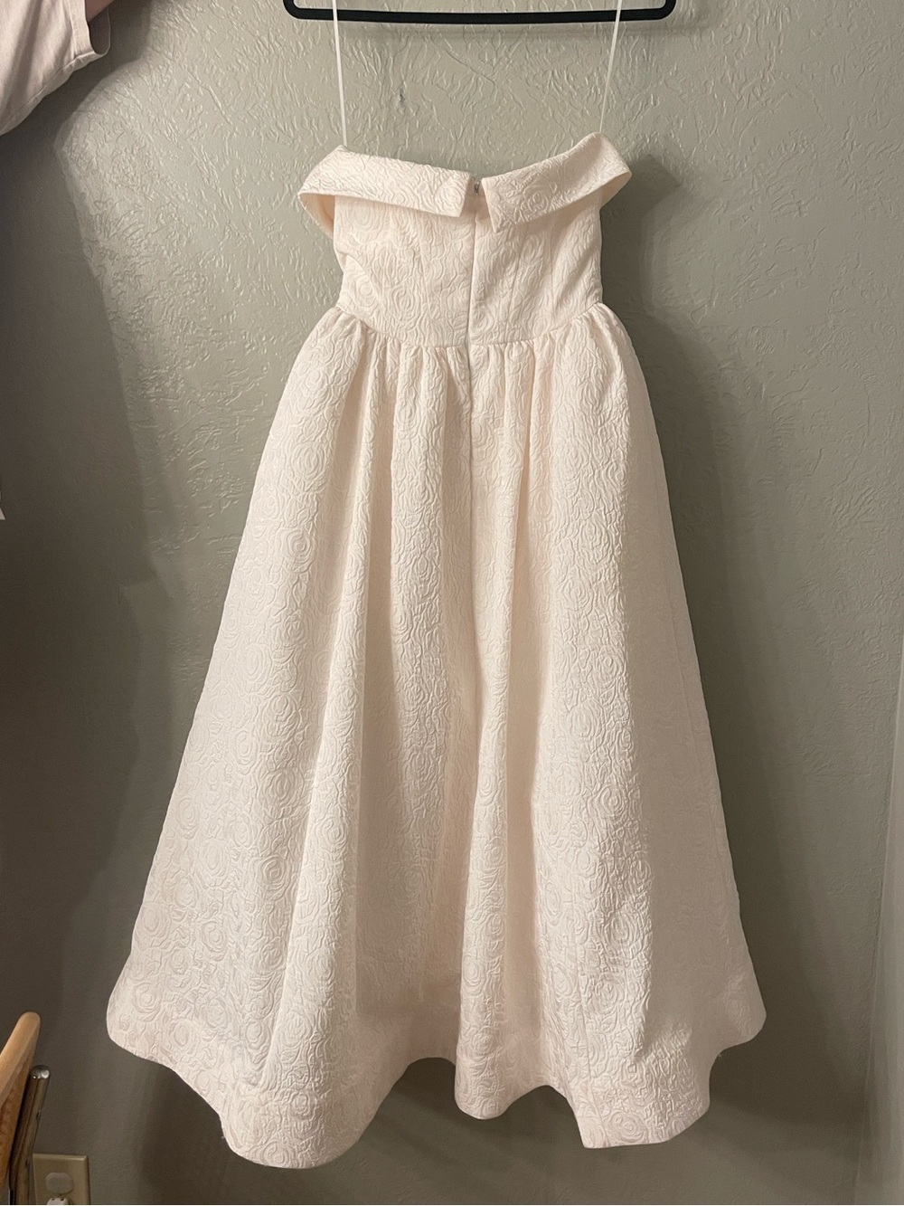 BHLDN Strapless White Jacquard A-Line Dress - Picture 4 of 7